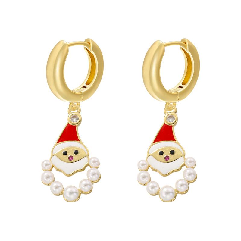 Exquisite And Beautiful Santa Claus Bells Gift Bag Earrings Autumn And Winter Christmas Element Earrings Female Ve1010-1017