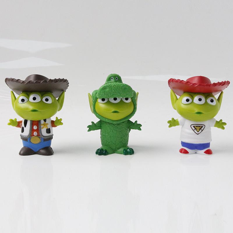 6Pcs Toy Story Alien Cosplay Mini Figures Set Woody Rex Jessie Buzz Sulley PVC Figurines Desktop Car Ornament Collectible Toy Gift For Kids Movie Fans