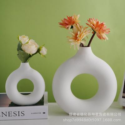 Decorazione creativa semplice del vaso di ceramica circolare in stile nordico per la casa e il soggiorno
