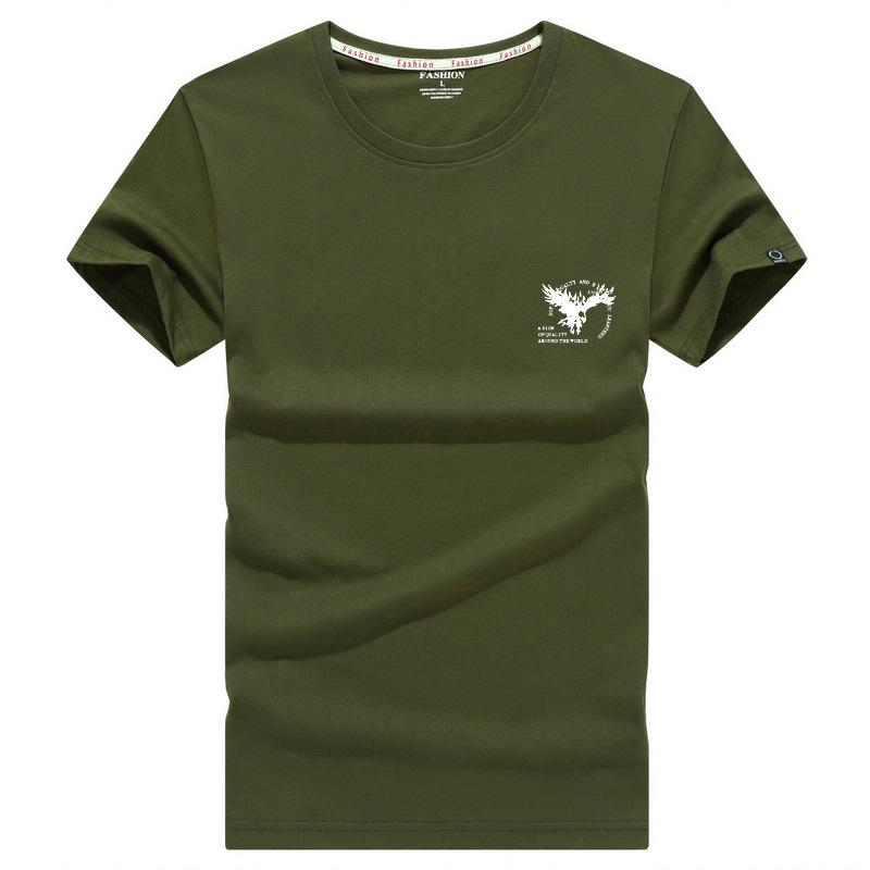 

S-5XL Большие размеры Мужская футболка с коротким рукавом из чистого хлопка Мужская уличная футболка большого размера Тонкая повседневная футболка XL армия зеленый