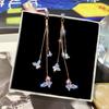 Luxuriöse Trendige Glänzende Kristall Schmetterling Lange Hängende Ohrringe für Damen Exquisite Braut Korea Ohrring Party Schmuck Accessoire Geschenk