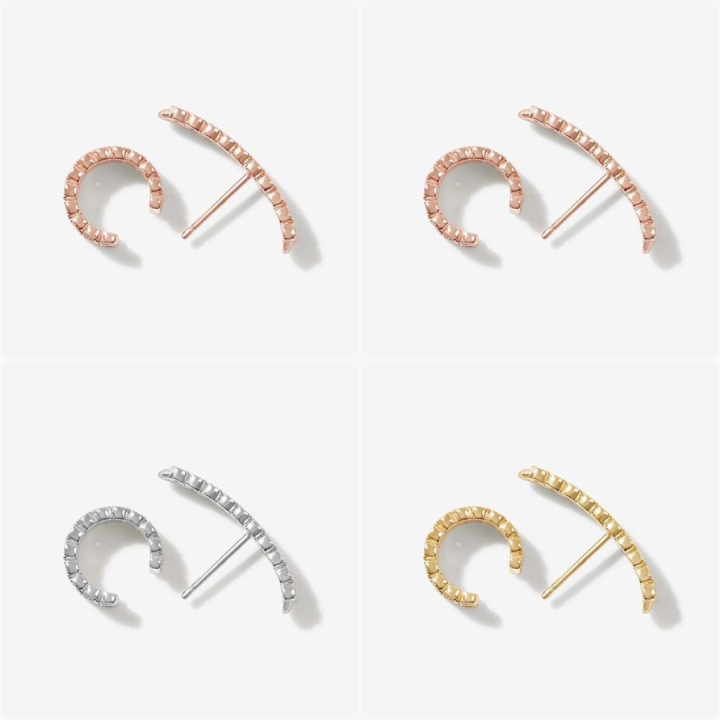 Stilvolles Set Geometrische Ohrringe und Ohrclips in Gold, Silber und Roségold-Beschichtung für Damen, Einzigartiges und Modernes Design