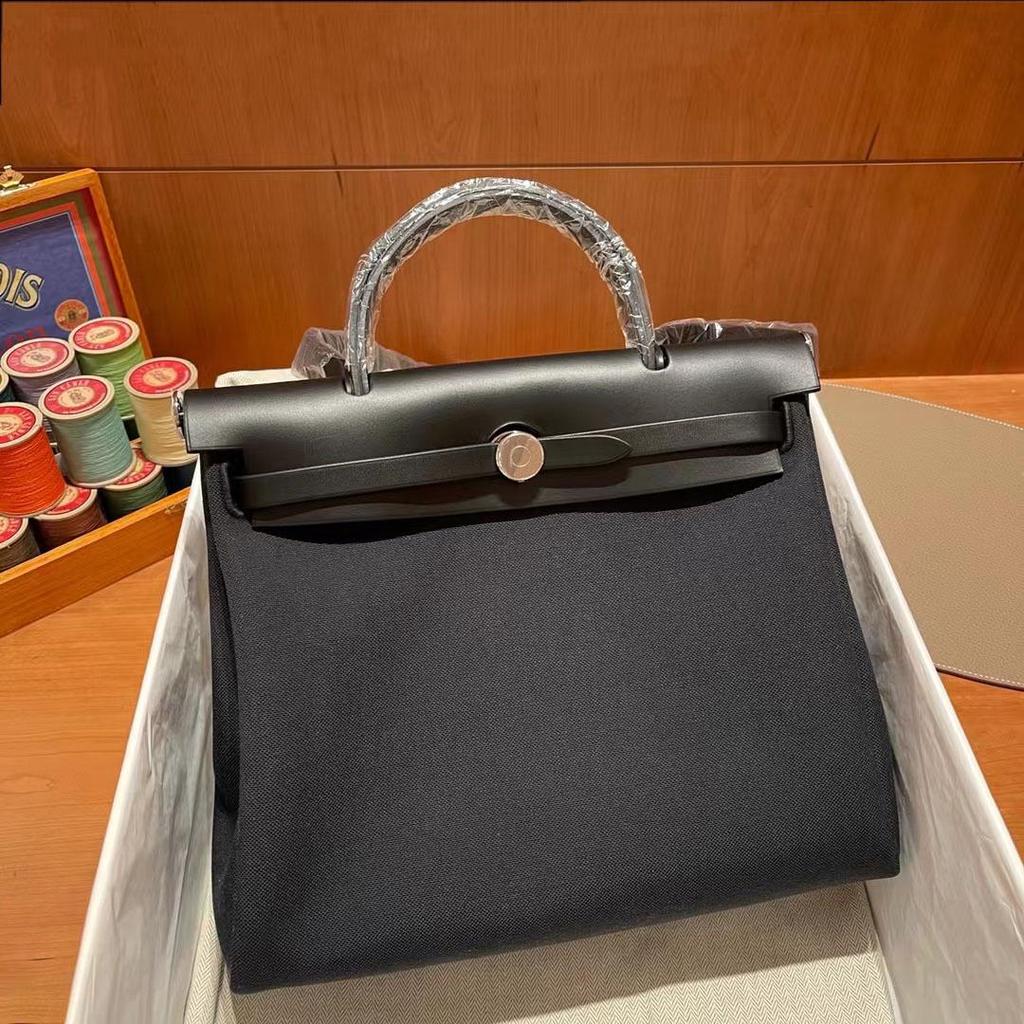 Color Block Kelly Bag: Handmade Waxed Thread, Genuine Leather, Stitched Cowhide Canvas, Shoulder & Crossbody Handbag.