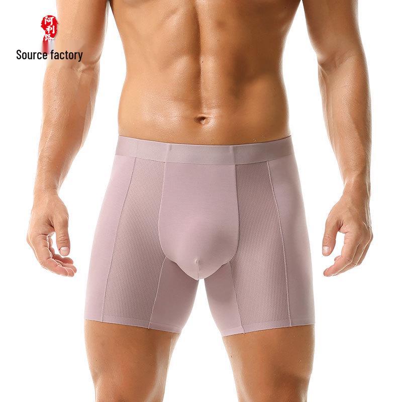 Men's Breathable Modal Mesh Boxer Briefs: Antibacterial, Seamless, Plus Size Comfort