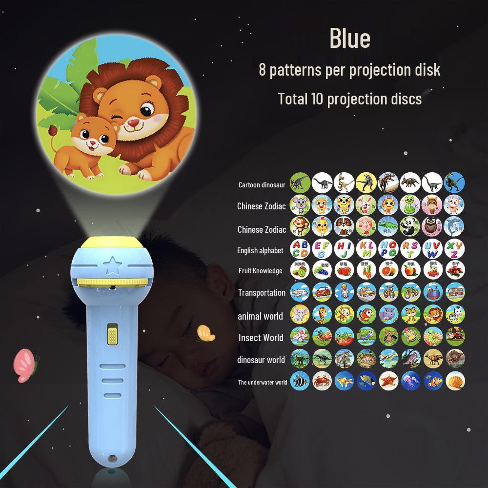 Children's Animal Projector Flashlight - Early Education Luminous Toy for Baby Picture Recognition and Cartoon Projection Gifts