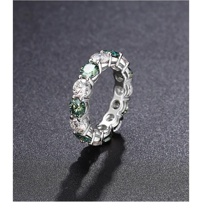 5mm Black and White Color D Color Vvs Moissanite Ring 925 Sterling Silver Total 7 Carat Classic Wedding Anniversary Gift