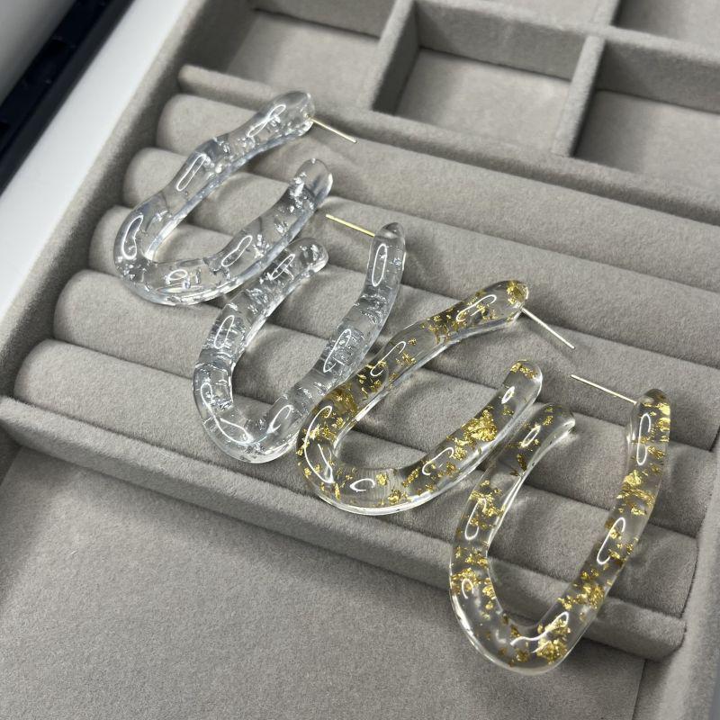 

Korean Style Resin Earrings with Gold Foil and Geometric Design