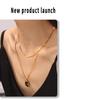 French-Inspired Oval Tiger Eye Pendant Necklace - 18K Gold-Plated Titanium Steel