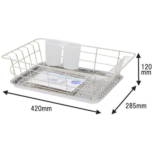 TAKAGI Stainless Steel Drainer and Tray Set with Storage Basket, Silver, Heat-Resistant up to 120C, Cold-Resistant up to -20C, Rust-Resistant, with