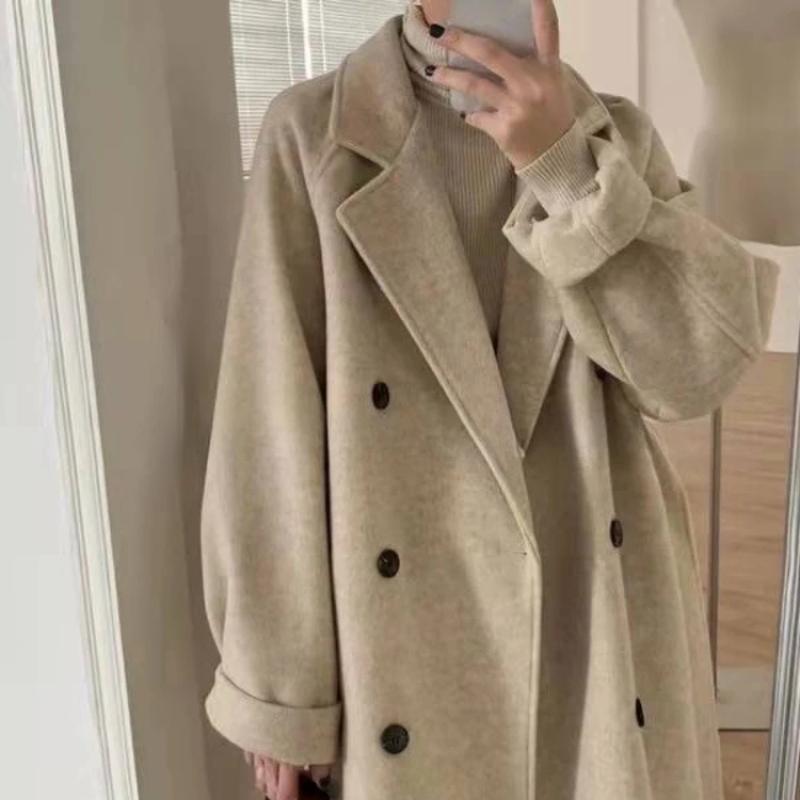 

Новое женское пальто Хепберн, ветровое темпераментное зимнее пальто, утолщенное шерстяное пальто средней длины, мягкие нежные универсальные пальто для женщин
