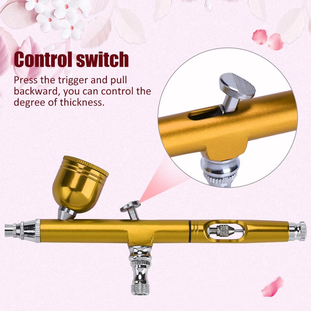 Dual Action Gravity Nail Art Airbrush Kit Handheld 0.3mm Nozzle Spray Airbrush Durable Portable Nail Art Paint Tool Set