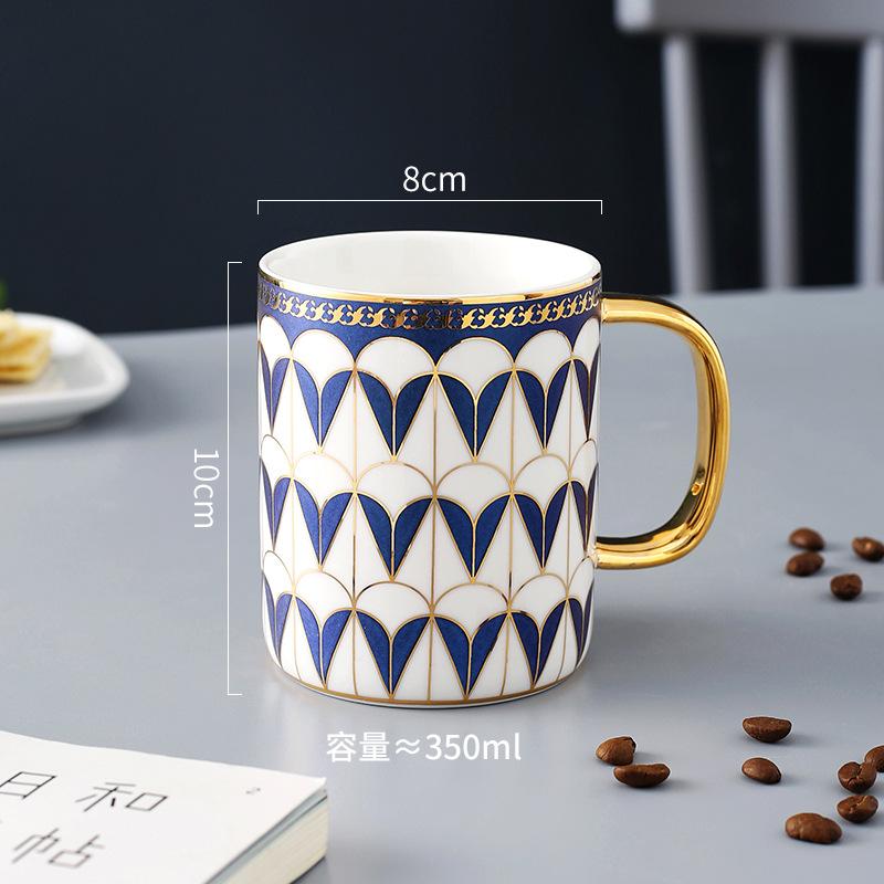British Style Mug Couple Pair Cup Ceramic Water Cup Office Mug Coffee Cup High-End Covered Souvenir