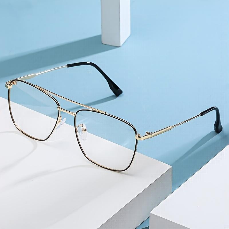 New Retro Double Beam Design Metal Frame Glasses For Men And Women Day And Night Use Anti-Blue Light Color-Changing Glasses