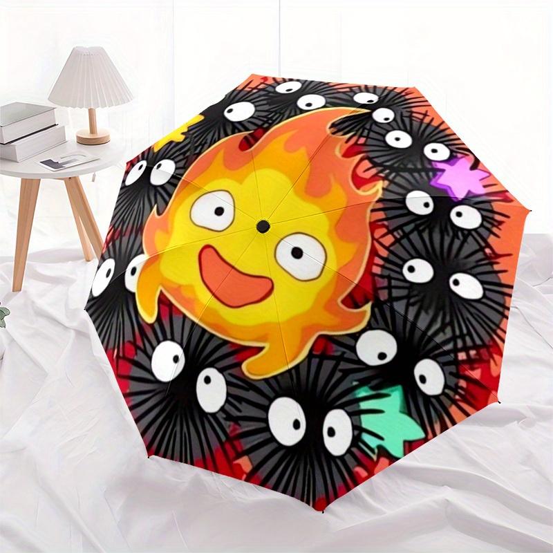 1pc Flame Friends Umbrella with Plastic Handle,Suitable for All Seasons Home Travel Outdoor UmbrellaM1236
