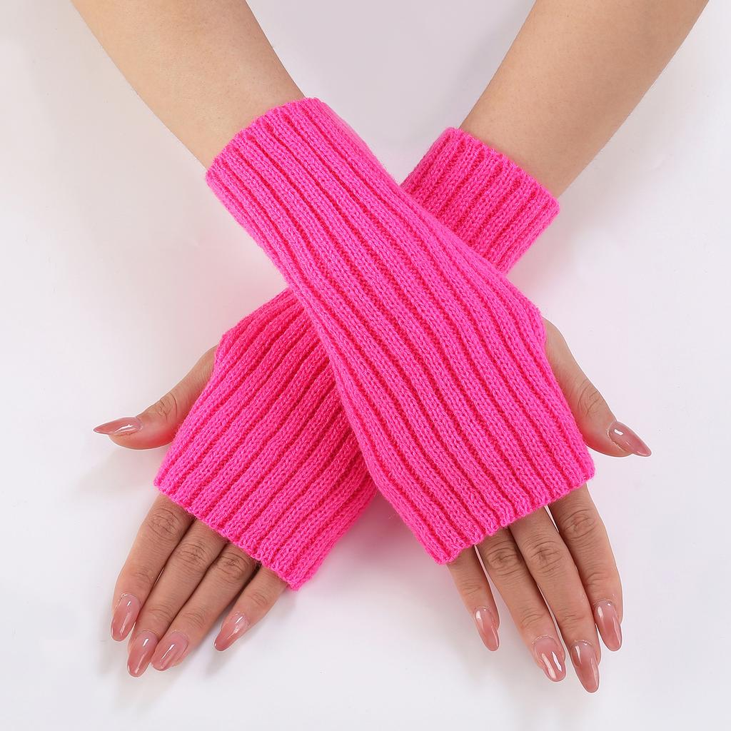 Lange Dicke Gestreifte Kurze Modehandschuhe Herbst und Winter Neu Damen Gestrickte Wolle Fingerlose Armstulpen Handgelenkstulpen