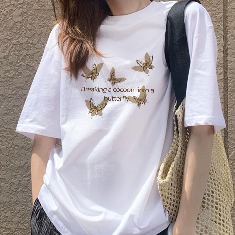 

Casual Loose Fit Women s Printed Short Sleeve T-Shirt, Suitable for Street Style & Daily Errand XXL білий