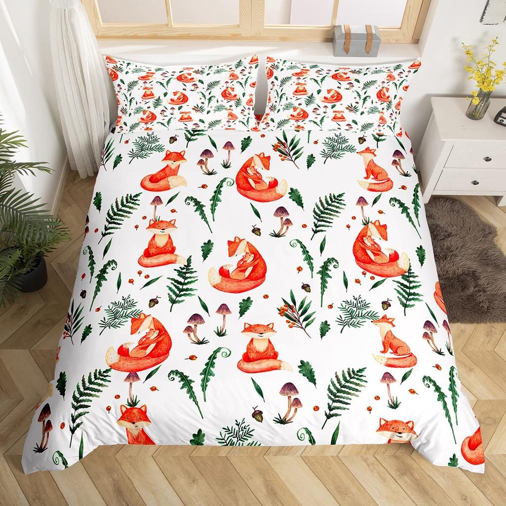 Set Copripiumino Volpe Pelosa Stampa Animale Selvatico Inverno Freddo, Set Biancheria da Letto Decorativo 3 Pezzi con 2 Federe, Dimensioni Singolo Matrimoniale King