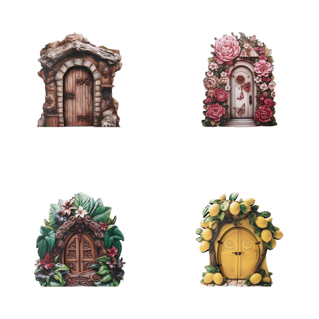 Garden Miniature Scene Wooden Ornament With Fairy Door For Home Decor