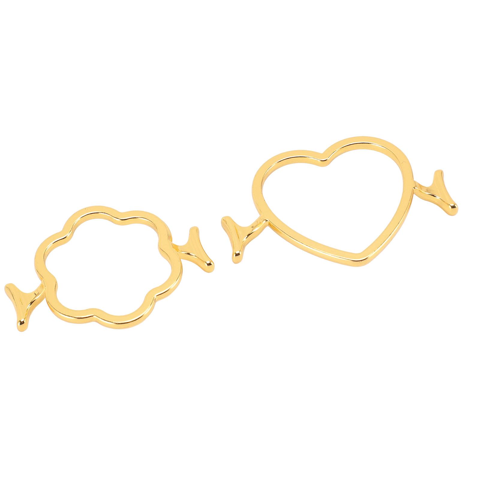 

2PCS Wax Seal Moulds Wax Seal Stamp Rings Set with Heart Flower Shape Gold for 2.5cm Wax Sealing