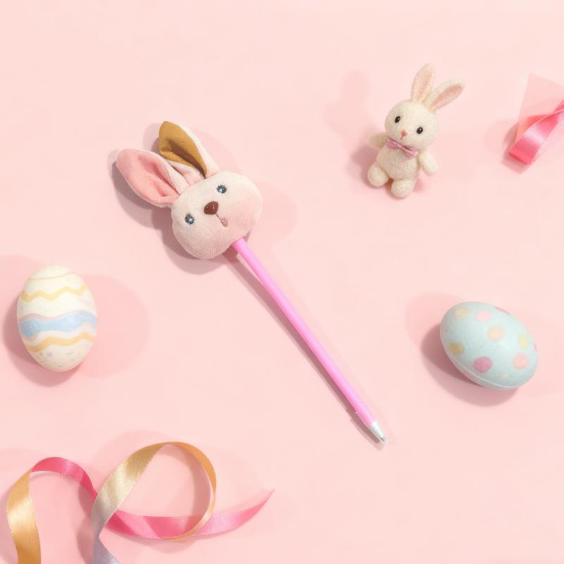 Кавайная Пасхальная Крольчиха с Длинными Ушами Плюшевый Шариковая Ручка Милое Животное Ручка для Письма Школьные Офисные Принадлежности Канцелярские Товары Подарок Студенту розовый