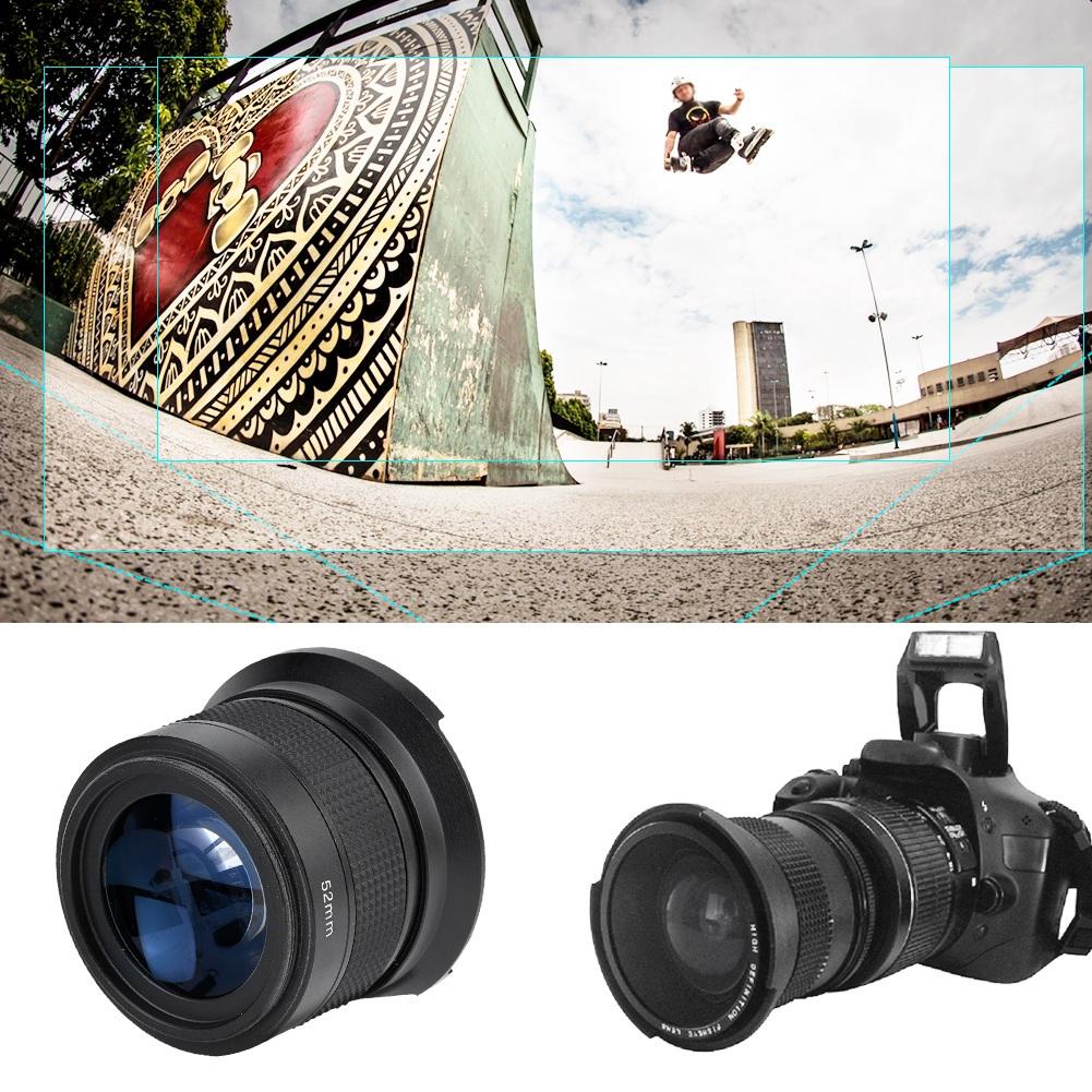 52mm 0.35X Universal Wide Angle Fisheye Lens with Lens Caps Storage Pouch for SLR DSLR