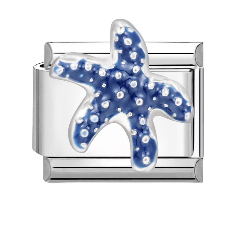 Fashion Starfish Sea Shell Whale Jellyfish Blue Italian Charm Links Fit 9mm Stainless Steel Bracelet Women Jewelry DIY Making