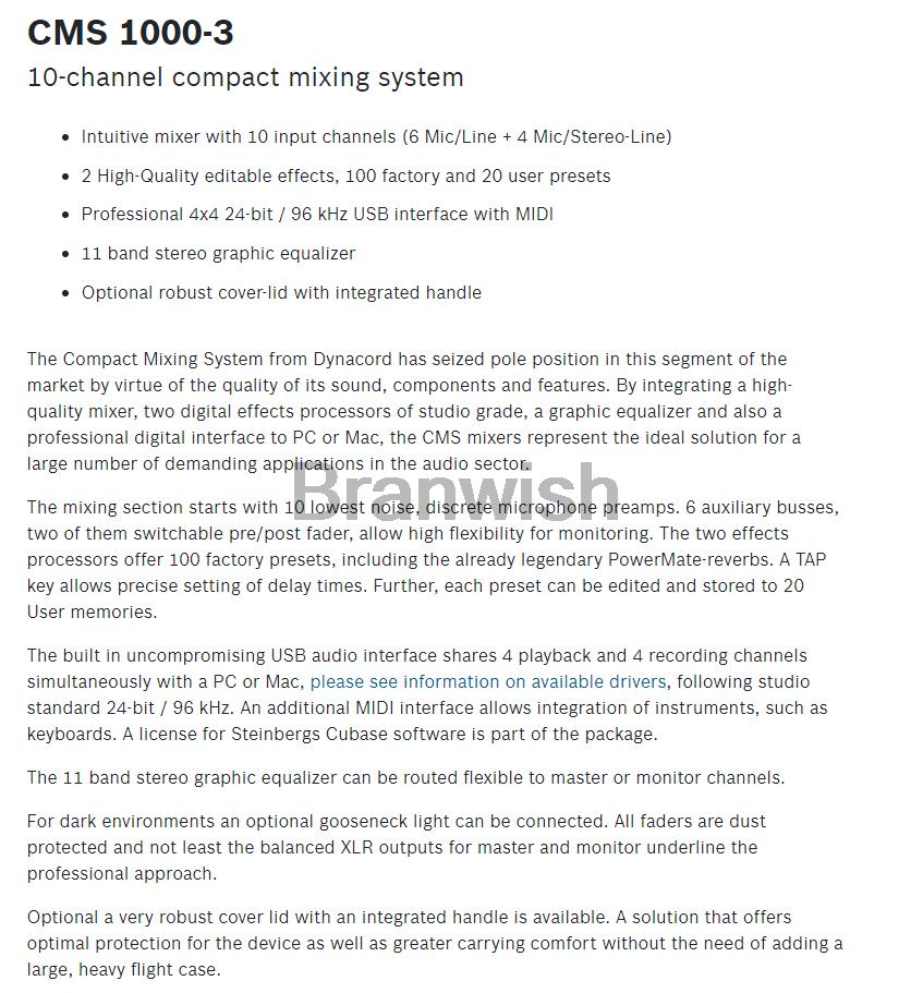 CMS1000-3 48V Phantom Audio Mixer Console Professional 10 Channel Compact Mixing Desk System For Stage Church Studio