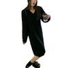 Autumn and winter new lazy wind sweater skirt loose fashion temperament V-neck knitted bottoming dress