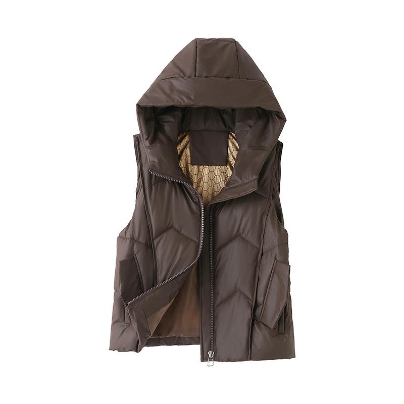Student cotton-padded vest women's new hooded short versatile thickened and thin thermal top