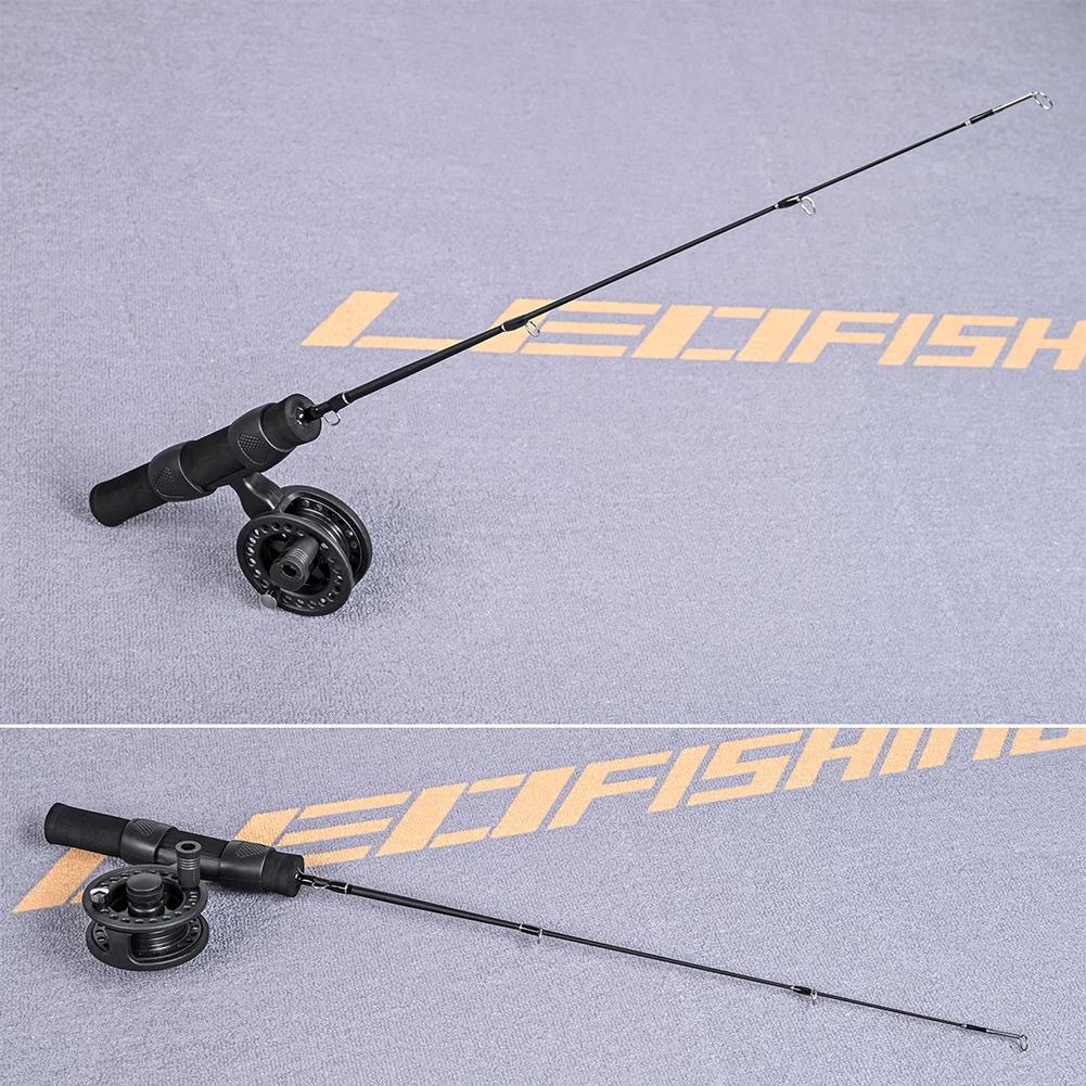 LEO 51cm Canna da Pesca Invernale Canna da Pesca in Fibra di Vetro con Mulinello Portatile Ultra-corta Impugnatura Antiscivolo Attrezzatura da Pesca Attrezzatura per Pescatori