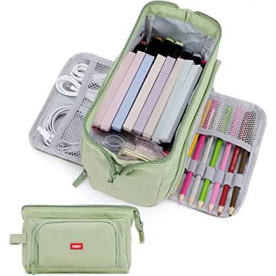 Estuche Kawaii Verde de Gran Capacidad para Lápices, Bolsa, Neceser de Maquillaje, Organizador de Papelería para Estudiantes, Material Escolar