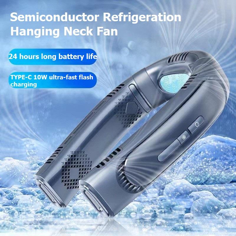 2024 Ventola di raffreddamento portatile Penta-Core Motor Summer Neck Fan 6000mah USB ricaricabile 360 ° Surround Vento silenzioso Ventilatore senza lama