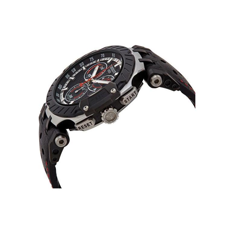 Tissot Quartz Movement Men's Watches Watch 47.6mm Black Dial Stainless Steel Case Rubber Strap T115.417.27.051.01