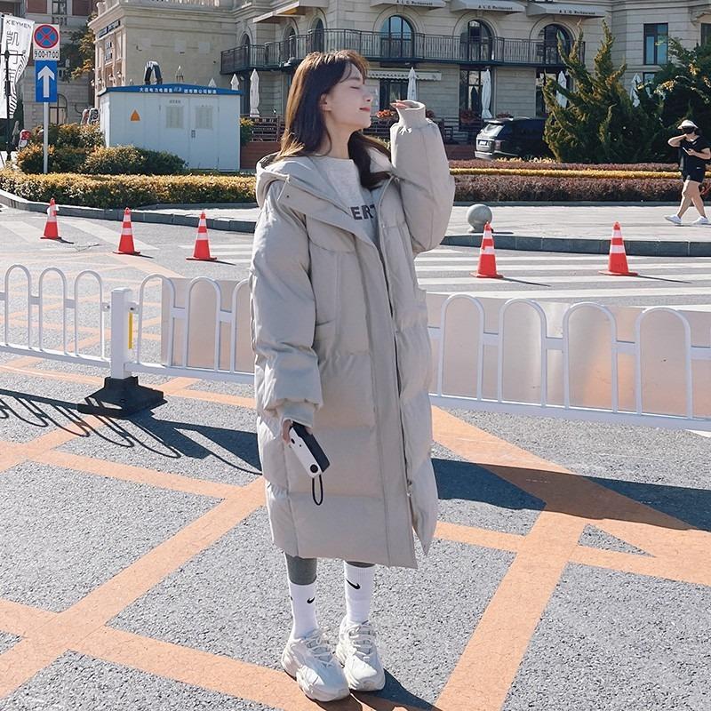 Down cotton-padded jacket for women's winter new loose small thickened long knee-padded jacket for women