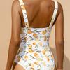 Alças largas sem costas Lady Monokini Sexy Fruit Print Maiô de uma peça para praia