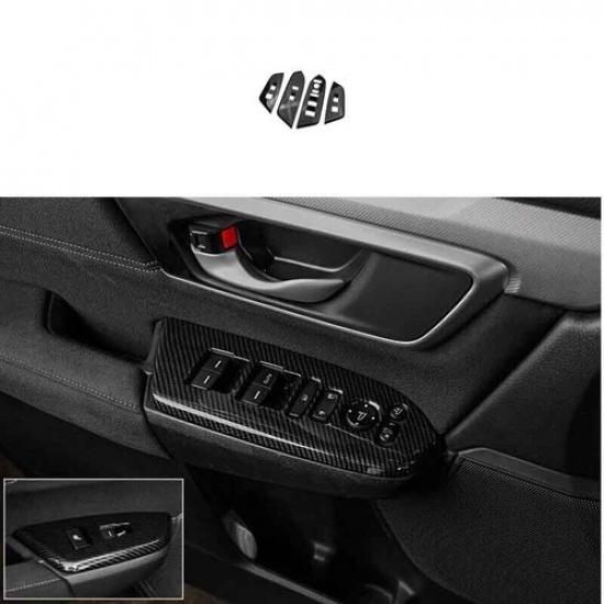 Window Lock Lift Switch Panel Trim DX 2017- For Honda CRV CR-V Carbon Fiber
