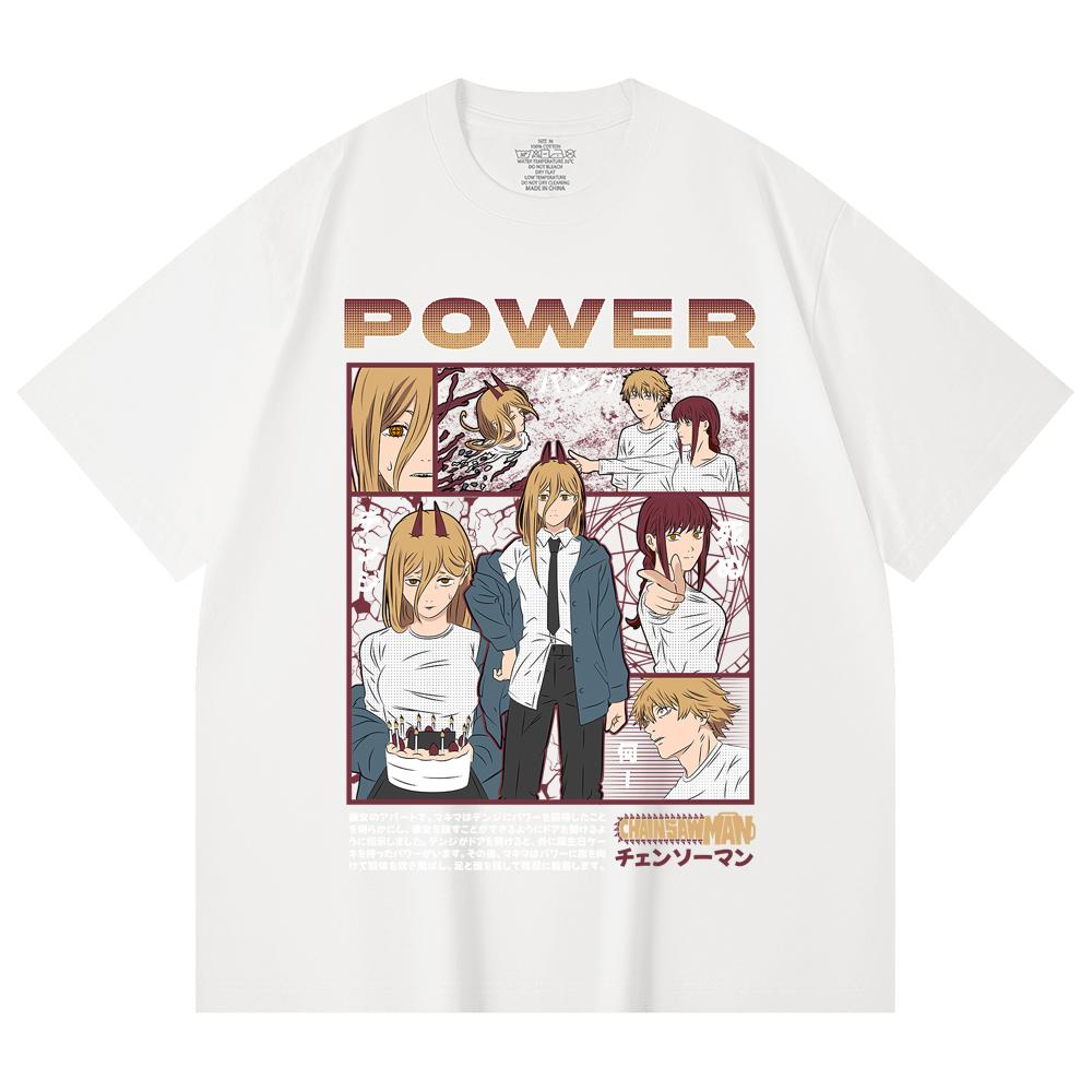 230 g/m² 100% Baumwolle Kettensägenmann V1 Power Print Unisex Schweres Baumwoll-T-Shirt