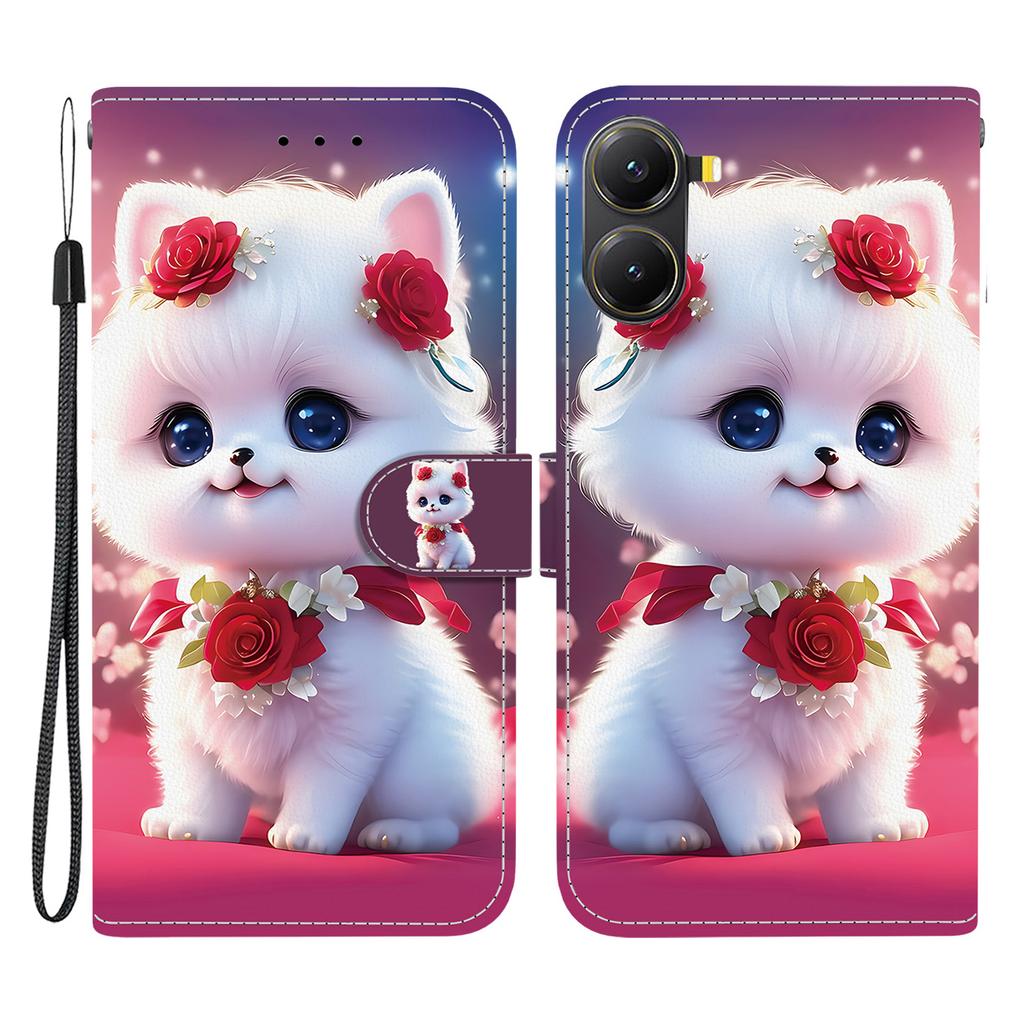 For Xiaomi Redmi Turbo 4 5G/Poco X7 Pro 5G Leather Case Stand Wallet Pattern Printing Phone Cover with Wrist Strap