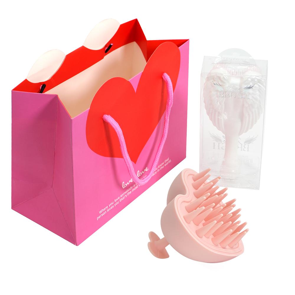 Mini Angel Detangling Hair Brush Silicone Shampoo Brush Head Scalp Massage Combs For Valentine's Day Anniversary Gifts For Woman