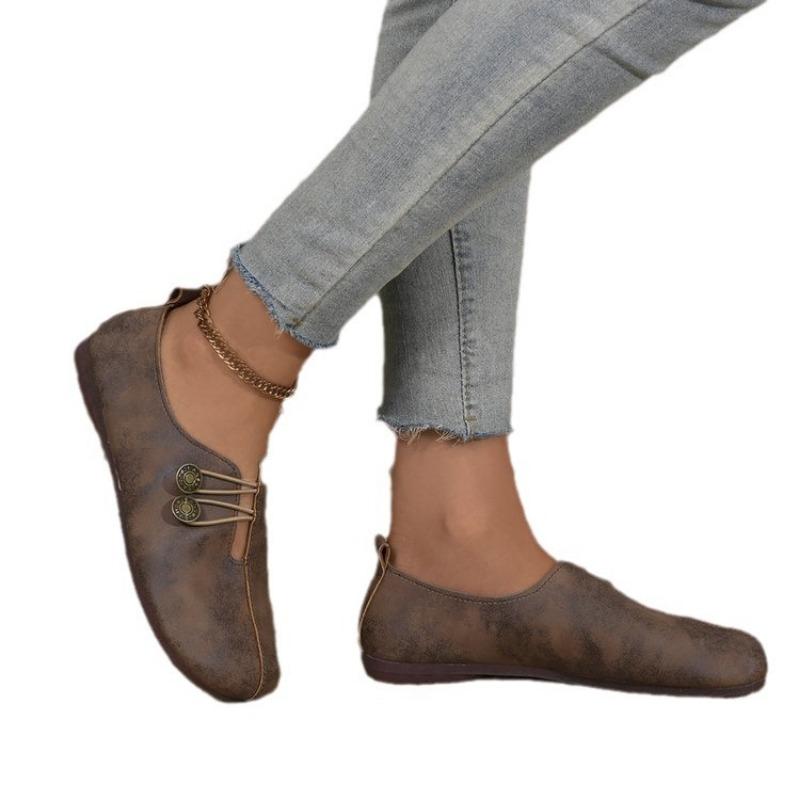 New Soft Leather Flat-bottomed Casual Single Shoes Women's Summer Shallow Mouth One-pedal Simple and Fashionable Large-size Women's Shoes