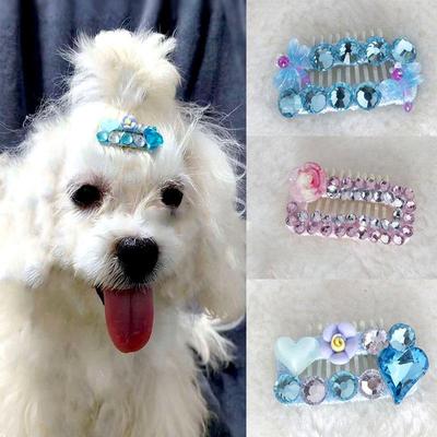 Traumprinzessin Strass-Haarklammer für Yorkshire Terrier & Malteser Welpen - Glänzendes Haustier-Accessoire
