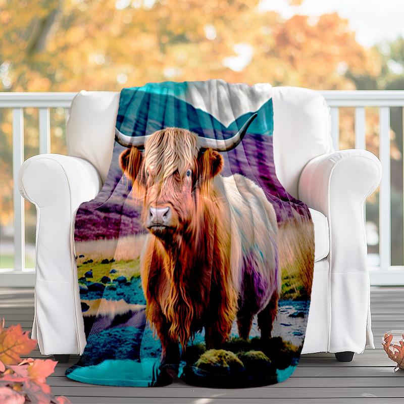 1pc Animals: Rabbit, Cat, Pattern Blanket, All Season Lightweight Home Office Outdoor Nap Multifunctional Blanket