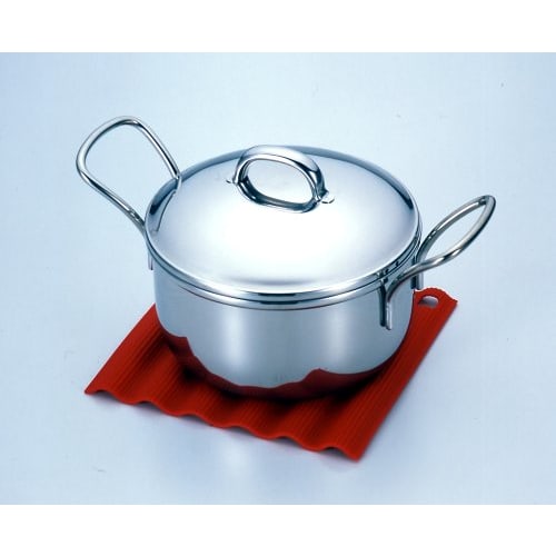 Suncraft SIG-10 Silicone Trivet with Pot Holder and Bottle Lid Opener, Wave Pattern, Red