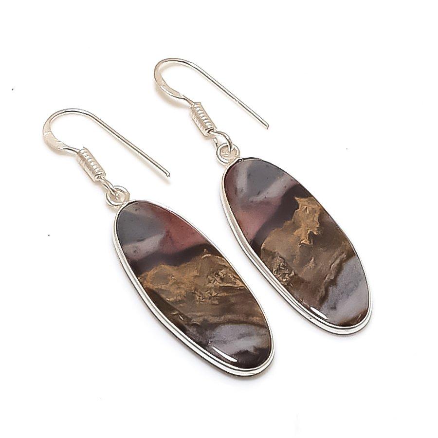 Natural African Moss Gemstone 925 Sterling Silver Jewelry Earring 1.97  AE-12100