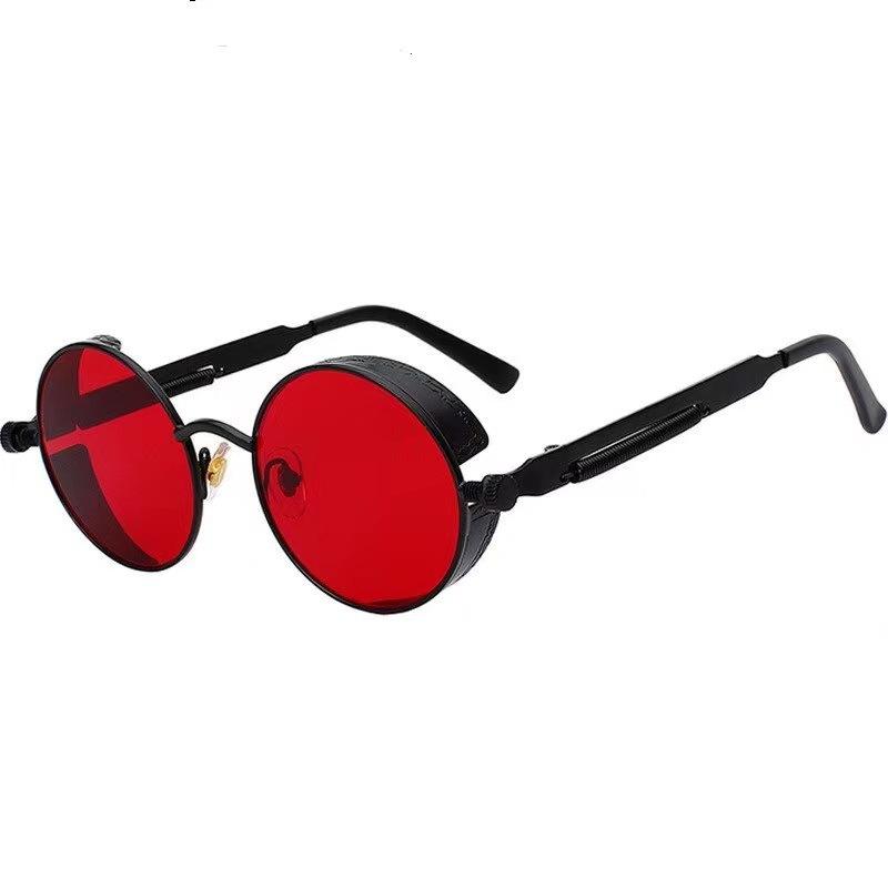 

Metal Steampunk Sunglasses Men Women Fashion Round Glasses Vintage Sun Glasses 1 Pair червоний