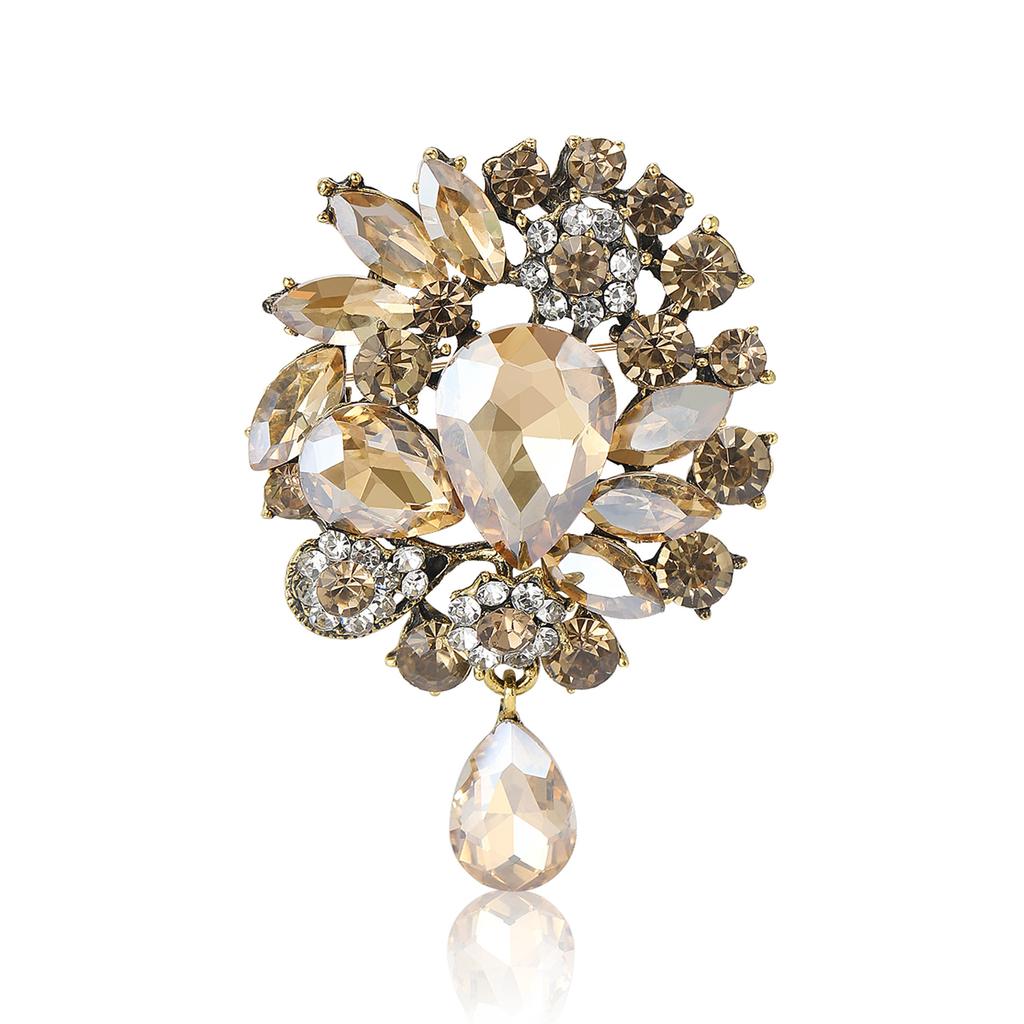 Fashion Creative Alloy Rhinestone Pendant Brooch Temperament Elegant Women'S Clothing Corsage Jewelry Pin