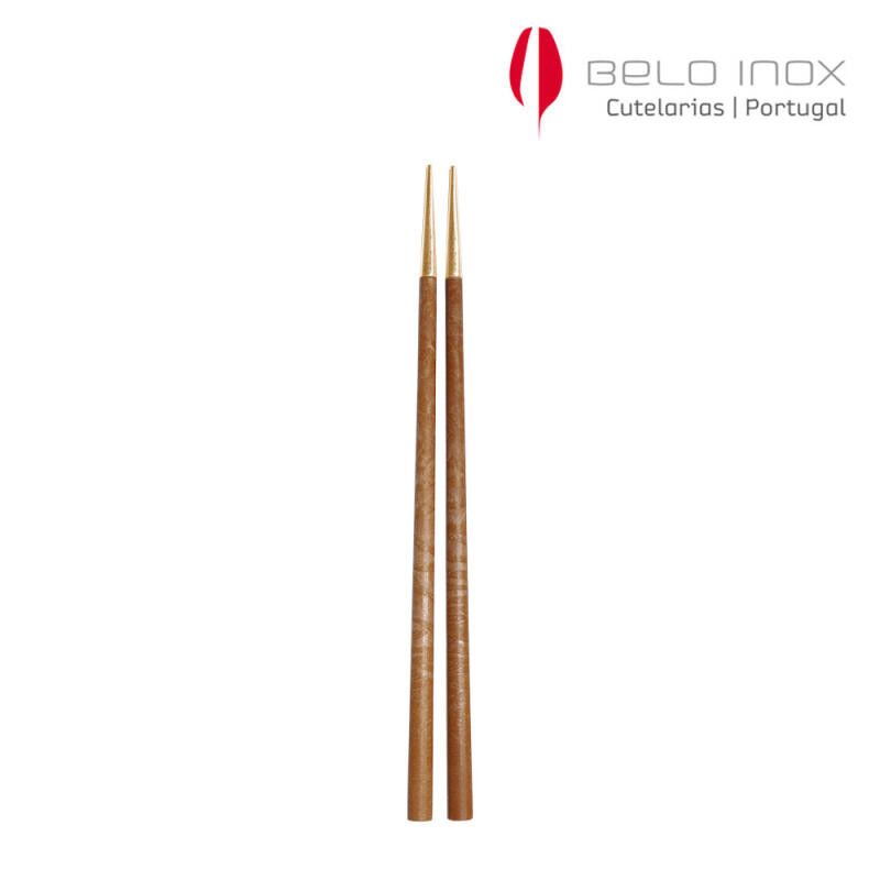 

[belo inox] Neo Mahogany Gold Chopsticks