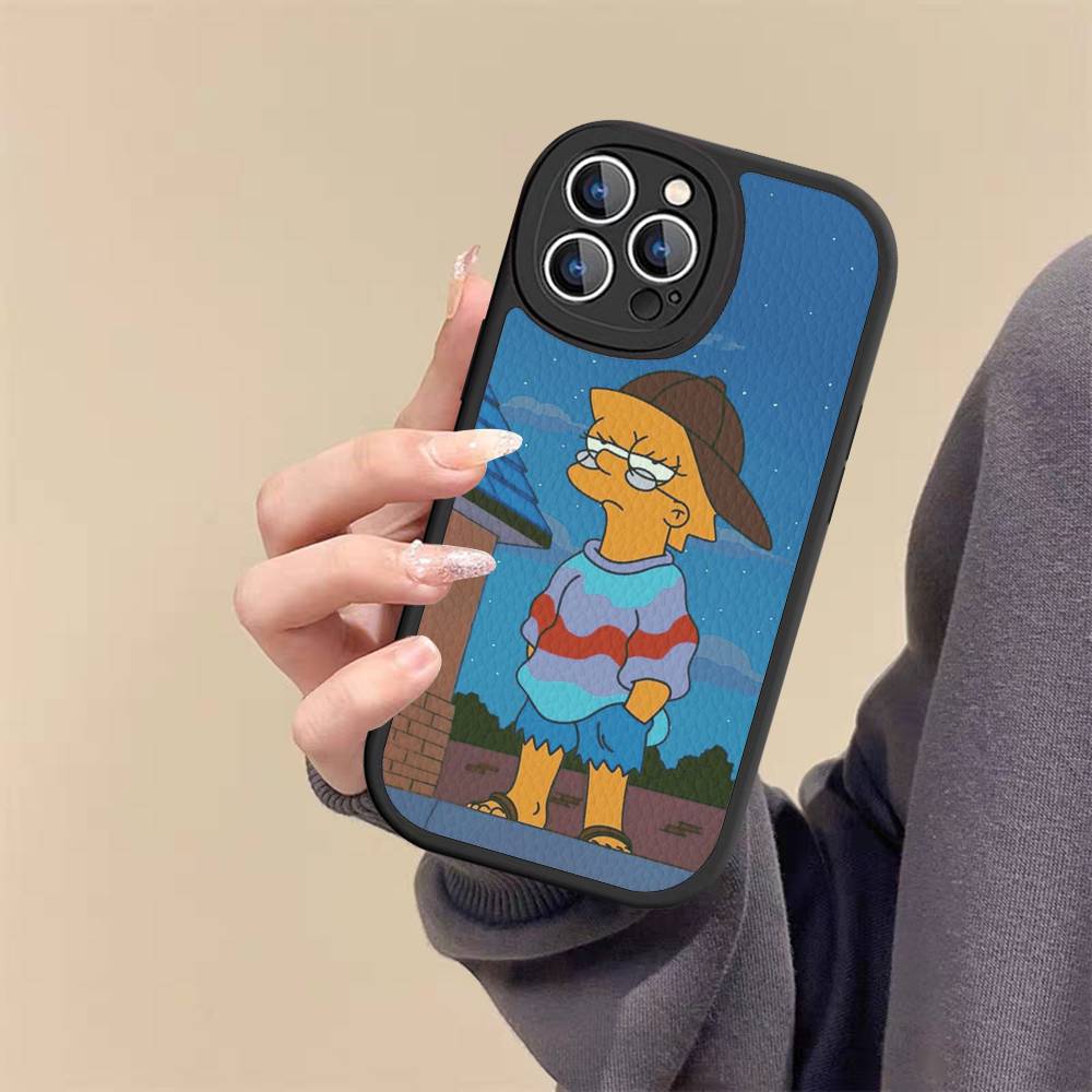 

Adult Animation Simpsons Phone Case For IPhone 16 15 14 13 12 11 Pro Max Plus Leather Cover iPhone 14 plus
