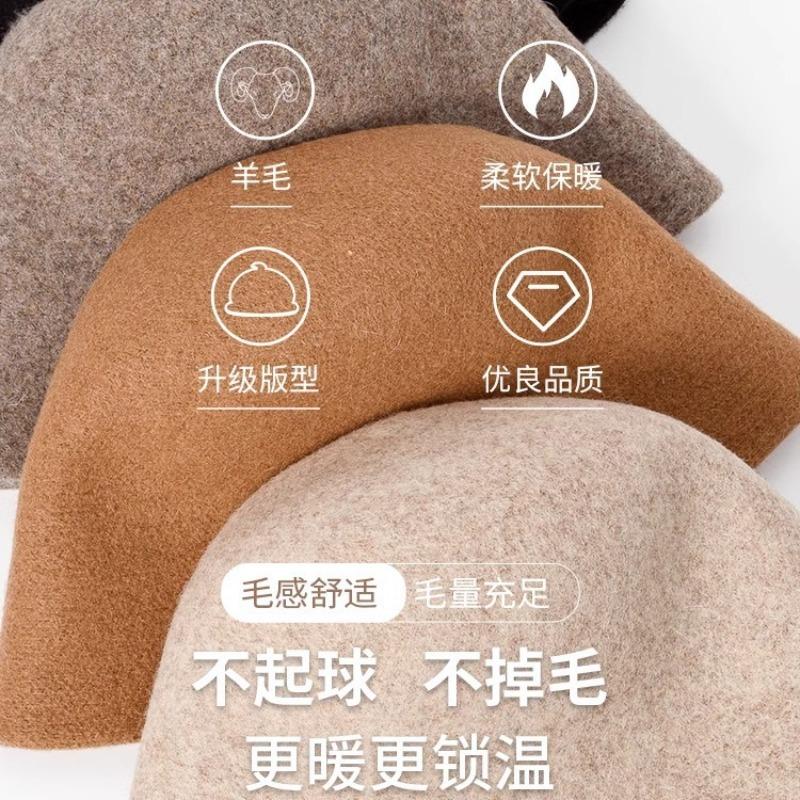 Premium sense bucket hat autumn and winter women's new wool hat winter warm basin hat show face small bucket hat