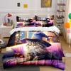 Magic Hat Cat Gracefully Seated Printed Duvet Cover Set1 Duvet Cover+2 Pillowcasemulti Size Bedroom Bedding Decor Luxury Gift